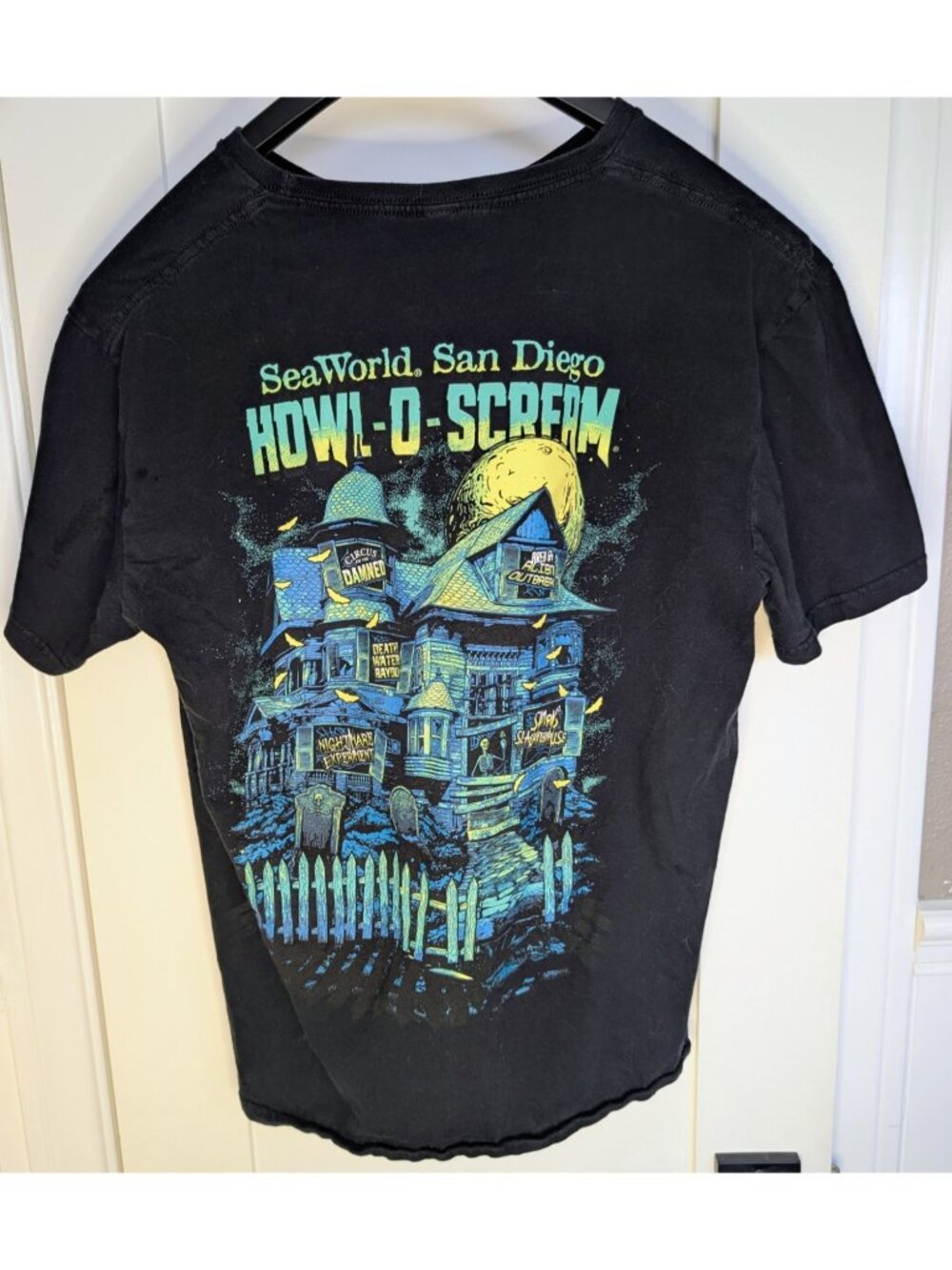 SeaWorld San Diego Howl-O-Scream Haunted House T-Shirt Black Mens Size Large L